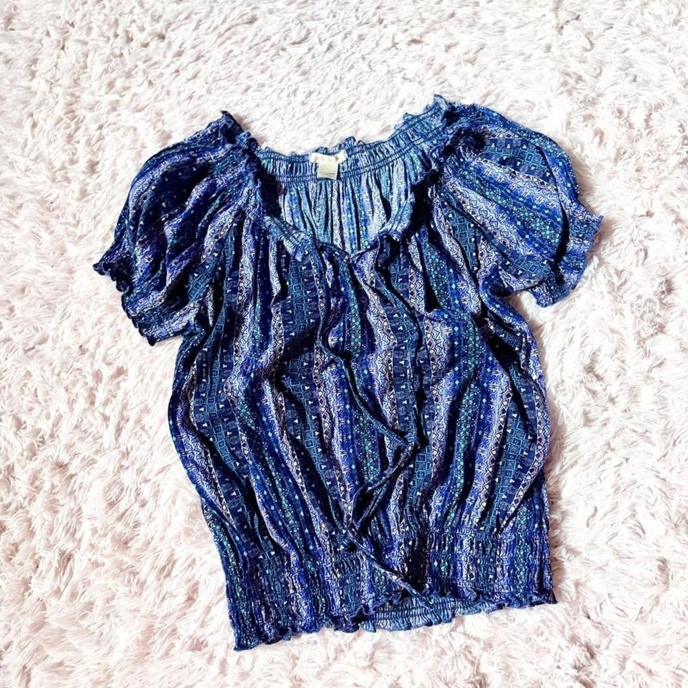 Floral Cottage Core Boho Hippie Slouchy Whimsical Top Womens XL Granola Festival